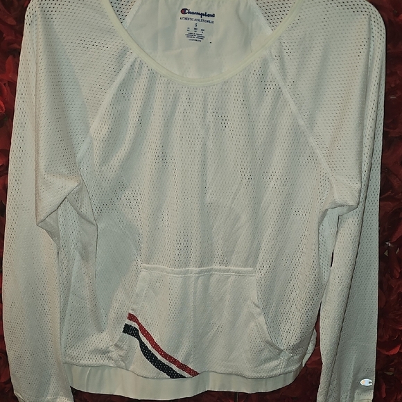 Champion NWT Women's Ivory Mesh Long Sleeve Shirt Size Small - Picture 1 of 9